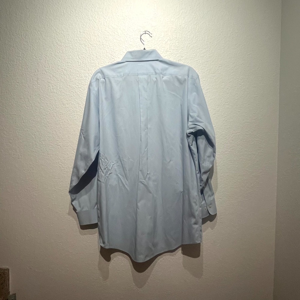 Brooks Brothers Dress Shirt Mens 16.5 Blue White Cotton Regular Fit Pleated - Picture 10 of 12